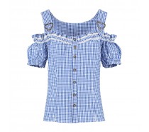 Miederblouse blauw/wit